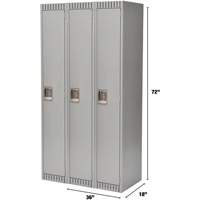 Lockers, Bank of 3, 36" x 18" x 72", Steel, Grey, Knocked Down OSI Industrial Sales