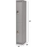 Lockers, 2 -tier, 12" x 18" x 72", Steel, Grey, Knocked Down OSI Industrial Sales