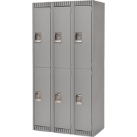Lockers, 2 -tier, Bank of 3, 36" x 18" x 72", Steel, Grey, Knocked Down OSI Industrial Sales