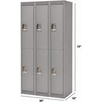 Lockers, 2 -tier, Bank of 3, 36" x 18" x 72", Steel, Grey, Knocked Down OSI Industrial Sales
