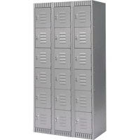 Lockers, 6 -tier, Bank of 3, 36" x 18" x 72", Steel, Grey, Knocked Down OSI Industrial Sales