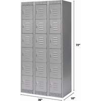 Lockers, 6 -tier, Bank of 3, 36" x 18" x 72", Steel, Grey, Knocked Down OSI Industrial Sales
