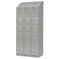 Lockers, 6 -tier, Bank of 3, 36" x 18" x 82", Steel, Grey, Knocked Down OSI Industrial Sales