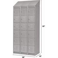 Lockers, 6 -tier, Bank of 3, 36" x 18" x 82", Steel, Grey, Knocked Down OSI Industrial Sales