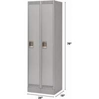 Lockers, Bank of 2, 24" x 18" x 76", Steel, Grey, Knocked Down OSI Industrial Sales