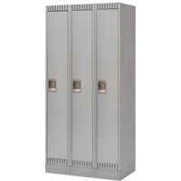 Lockers, Bank of 3, 36" x 18" x 76", Steel, Grey, Knocked Down OSI Industrial Sales