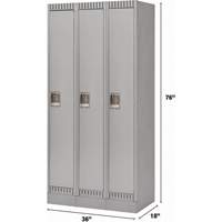 Lockers, Bank of 3, 36" x 18" x 76", Steel, Grey, Knocked Down OSI Industrial Sales