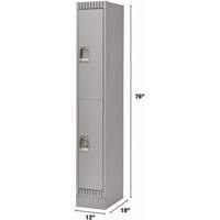 Lockers, 2 -tier, 12" x 18" x 76", Steel, Grey, Knocked Down OSI Industrial Sales