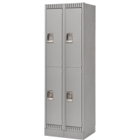 Lockers, 2 -tier, Bank of 2, 24" x 18" x 76", Steel, Grey, Knocked Down OSI Industrial Sales