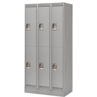 Lockers, 2 -tier, Bank of 3, 36" x 18" x 76", Steel, Grey, Knocked Down OSI Industrial Sales