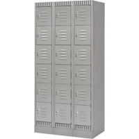 Lockers, 6 -tier, Bank of 3, 36" x 18" x 76", Steel, Grey, Knocked Down OSI Industrial Sales