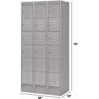 Lockers, 6 -tier, Bank of 3, 36" x 18" x 76", Steel, Grey, Knocked Down OSI Industrial Sales