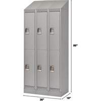 Lockers, 2 -tier, Bank of 3, 36" x 18" x 86", Steel, Grey, Knocked Down OSI Industrial Sales