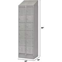Lockers, 6 -tier, Bank of 2, 24" x 18" x 86", Steel, Grey, Knocked Down OSI Industrial Sales