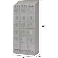 Lockers, 6 -tier, Bank of 3, 36" x 18" x 86", Steel, Grey, Knocked Down OSI Industrial Sales