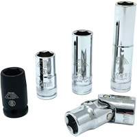 Chrome Finish Socket Set with Rail, 5 Pieces, 1/4" Drive Size OSI Industrial Sales