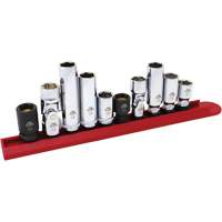 Chrome Finish Socket Set with Rail, 10 Pieces, 1/4"/3/8" Drive Size OSI Industrial Sales