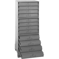 Modular Compartment Drawer Box Rack, Steel, 12 Drawers, 20-3/8" x 16" x 60-1/8", Grey OSI Industrial Sales