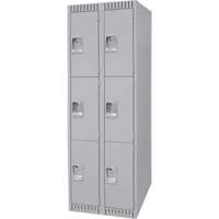 Lockers, 3 -tier, Bank of 2, 24" x 18" x 72", Steel, Grey, Knocked Down OSI Industrial Sales