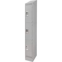 Lockers, 3 -tier, 12" x 18" x 86", Steel, Grey, Knocked Down OSI Industrial Sales