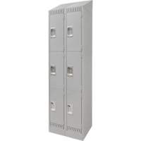 Lockers, 3 -tier, Bank of 2, 24" x 18" x 86", Steel, Grey, Knocked Down OSI Industrial Sales