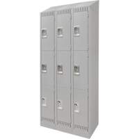 Lockers, 3 -tier, Bank of 3, 36" x 18" x 86", Steel, Grey, Knocked Down OSI Industrial Sales