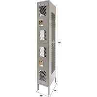Casiers ventil&eacute;s, 2 niveaux, 12" x 18" x 78", Acier, Gris, D&eacute;mont&eacute;, Perfor&eacute; OSI Industrial Sales