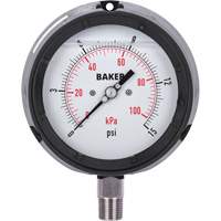Pressure Gauge, 4-1/2" , 0 - 15 psi/0 - 100 kPa, Bottom Mount, Liquid Filled Analogue OSI Industrial Sales