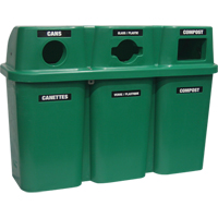 Contenants de recyclage Bullseye, Bord de rue, Plastique, 3 x 22 gal. US OSI Industrial Sales
