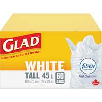 Tall 45L Febreze Garbage Bags, Regular, 24" W x 28" L, White OSI Industrial Sales