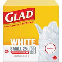 Small 25L Unscented Garbage Bags, Regular, 20" W x 20" L, White OSI Industrial Sales