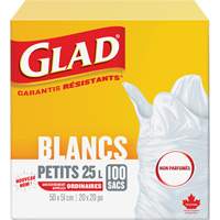 Small 25L Unscented Garbage Bags, Regular, 20" W x 20" L, White OSI Industrial Sales