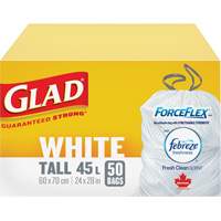 Tall 45L Febreze Garbage Bags, Regular, 24" W x 28" L, White OSI Industrial Sales