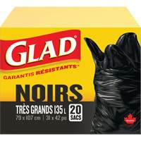 135L Garbage Bags, Regular, 31" W x 42" L, Black OSI Industrial Sales