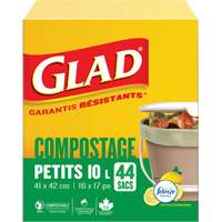 Petits sacs de compostage, R&eacute;gulier, 17" lo x 16" la, Brun, Capacit&eacute; de 10 L (3 gal.) OSI Industrial Sales