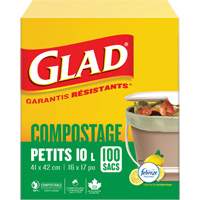 Petits sacs de compostage, R&eacute;gulier, 17" lo x 16" la, Brun, Capacit&eacute; de 10 L (3 gal.) OSI Industrial Sales