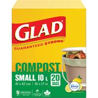 Petits sacs de compostage, R&eacute;gulier, 17" lo x 16" la, Brun, Capacit&eacute; de 10 L (3 gal.) OSI Industrial Sales