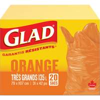 135L Garbage Bags, Regular, 31" W x 42" L, Orange OSI Industrial Sales