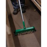 Push Broom Head, Fine/Stiff Bristles, 16-1/2", Polyester/Polypropylene, Green OSI Industrial Sales