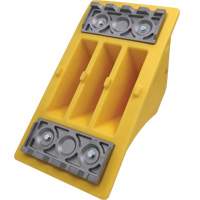75 Ton Large Equipment Wheel Chock with Aluminum Cleats, Urethane, Yellow OSI Industrial Sales
