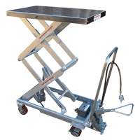 Table &eacute;l&eacute;vatrice &agrave; ciseaux hydraulique pneumatique, Acier inoxydable, 32-1/2" lo x 19-3/4" la, Cap. 1000 lb OSI Industrial Sales