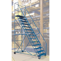 CSA-Certified Rolling Step Ladder with Locking Step, 14 Steps, 30" Step Width, 128" Platform Height, Steel OSI Industrial Sales