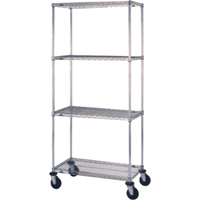 Wire Shelf Cart, Chrome Plated, 18" x 69" x 36", 800 lbs. Capacity OSI Industrial Sales