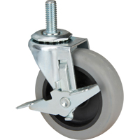 Stem Caster, Swivel with Brake, 3" (76 mm) Dia., 80 lbs. (36 kg.) Capacity OSI Industrial Sales