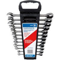 Jeu de cl&eacute;s mixtes m&eacute;triques &agrave; rochet &agrave; motif long 12 mcx, Poign&eacute;e Ordinaire OSI Industrial Sales