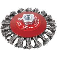 Knot Twisted Conical Bevel Brush, 6" Dia., 0.02" Fill, 5/8"-11 Arbor, Steel OSI Industrial Sales