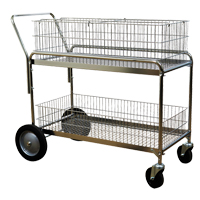 Wire Mesh Office Mail Cart, 250 lbs. Capacity, Chrome, 23-3/4" D x 43" L x 38-1/2" H, Chrome Plated OSI Industrial Sales
