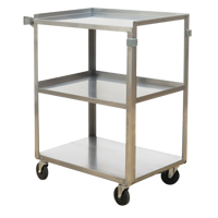 Shelf Carts, 3 Tiers, 15-1/2" W x 32-1/8" H x 24" D, 300 lbs. Capacity OSI Industrial Sales