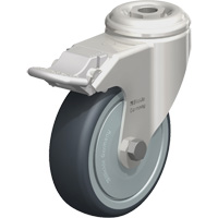 Stainless Steel Thermoplastic Elastomer Caster, Swivel with Brake, 4" (102 mm) Dia., 240 lbs. (108 kg.) Capacity OSI Industrial Sales