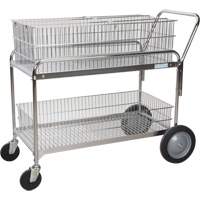 Wire Mesh Office Mail Cart, 250 lbs. Capacity, Chrome, 23" D x 42" L x 38" H, Chrome Plated OSI Industrial Sales